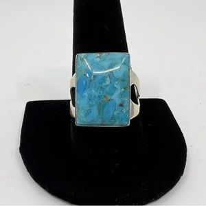 JAY KING DTR Sterling Silver Turquoise Rectangle Cabochon Ring Size 11 NWT
